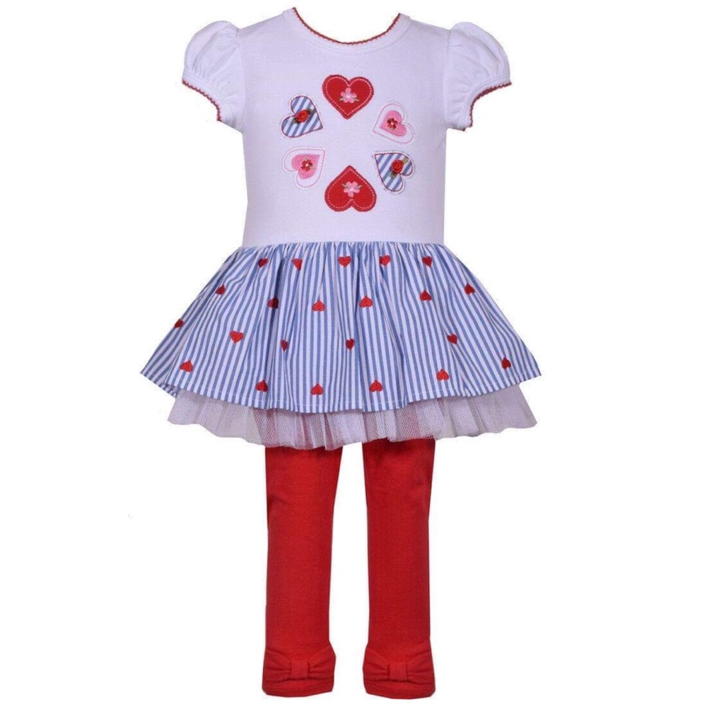 Girls Valentine's Dress Leggings Sz 5 6X New